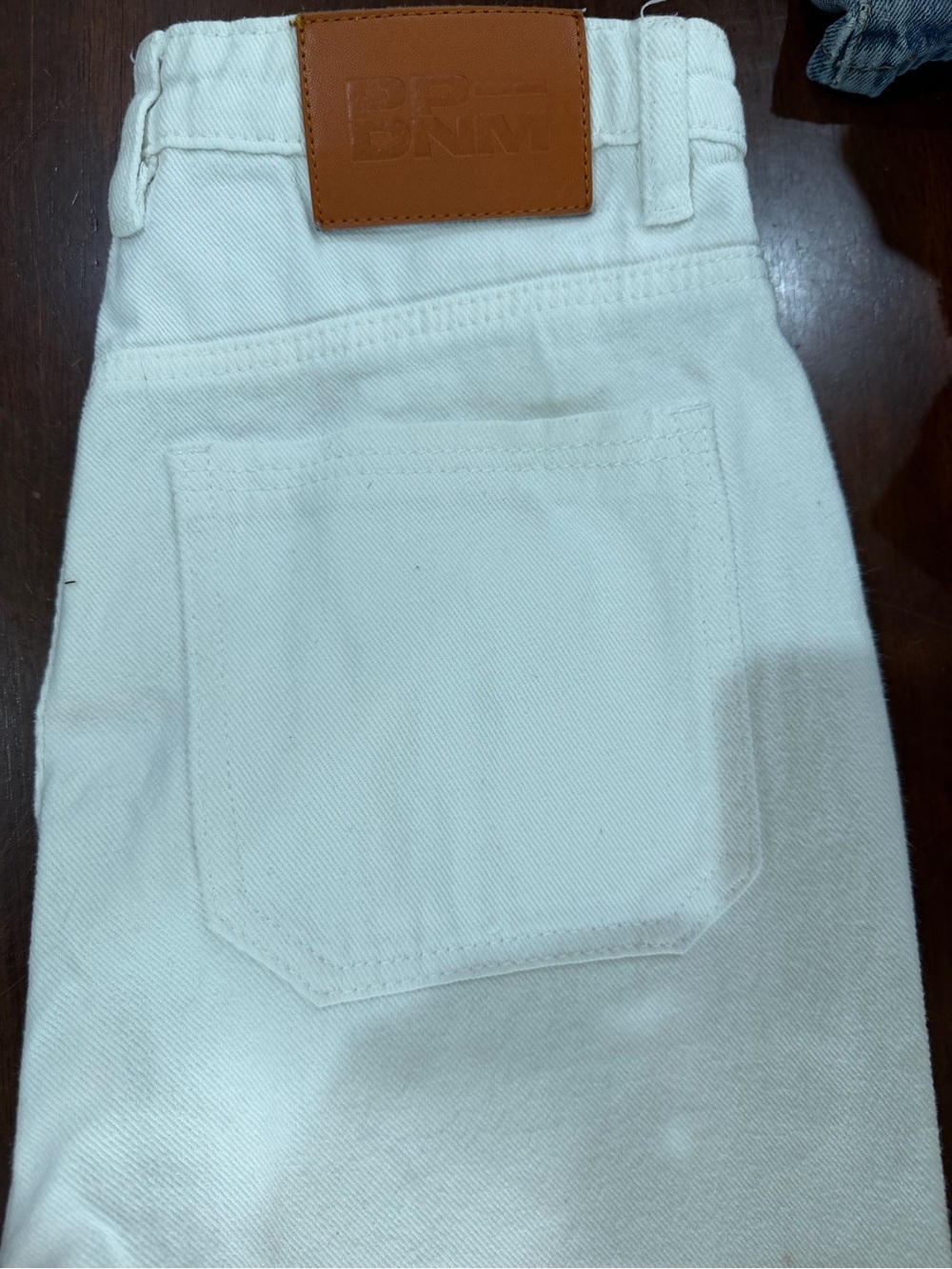 Princess Polly Cream Denim Jeans with Leather Waist Patch